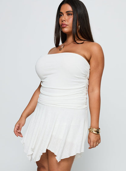 Minxie Strapless Playsuit White Curve