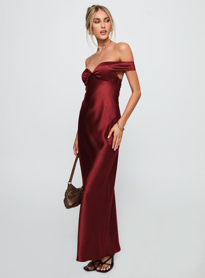 Heartthrobs Off The Shoulder Maxi Dress Red