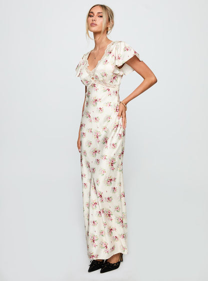Miraselle Maxi Dress Cream Floral