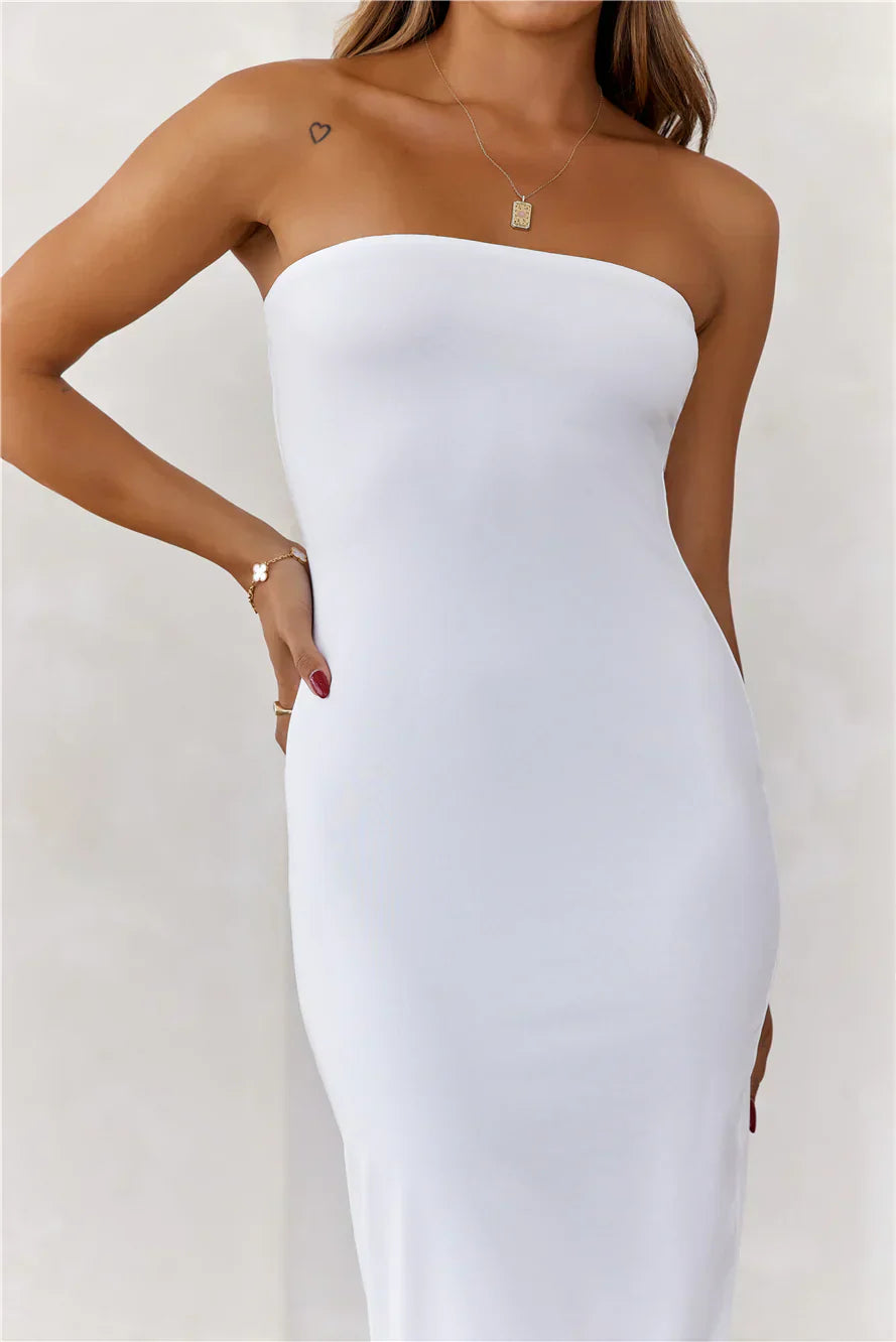 BASE  Ultimate Strapless Bodycon Midi Dress White