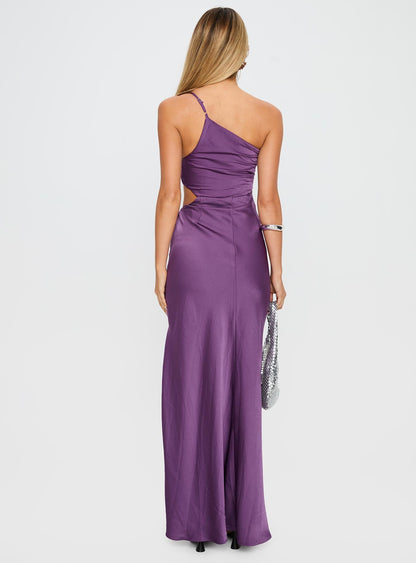 Leading Role One Shoulder Maxi Dress Purple