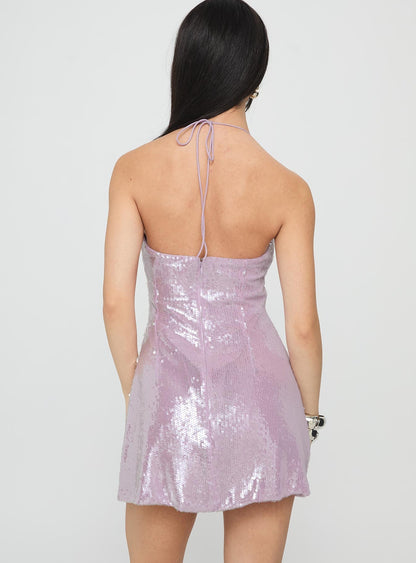 Moonchild Halter Mini Dress Lilac