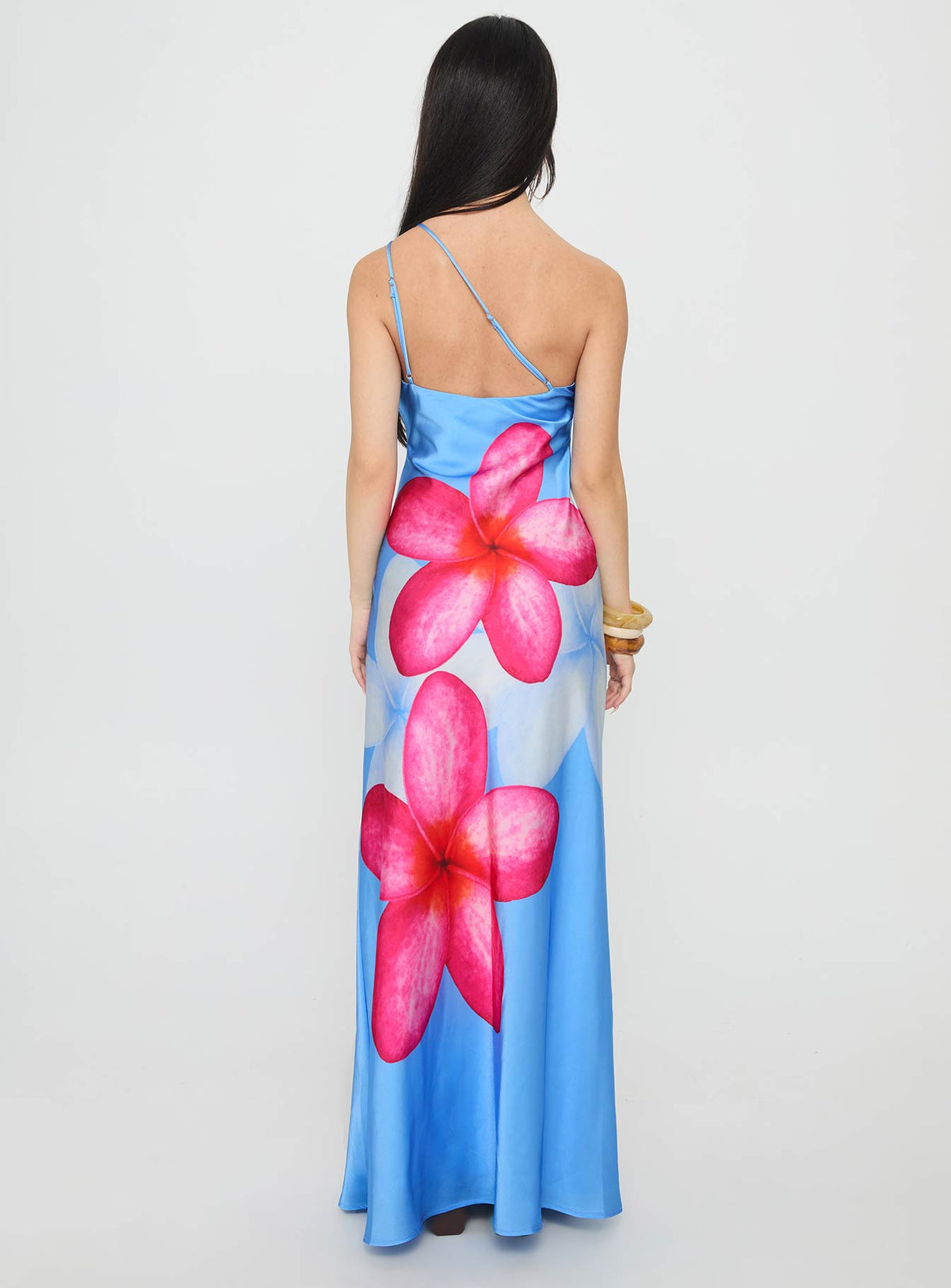 Meilana One Shoulder Maxi Dress Blue Floral