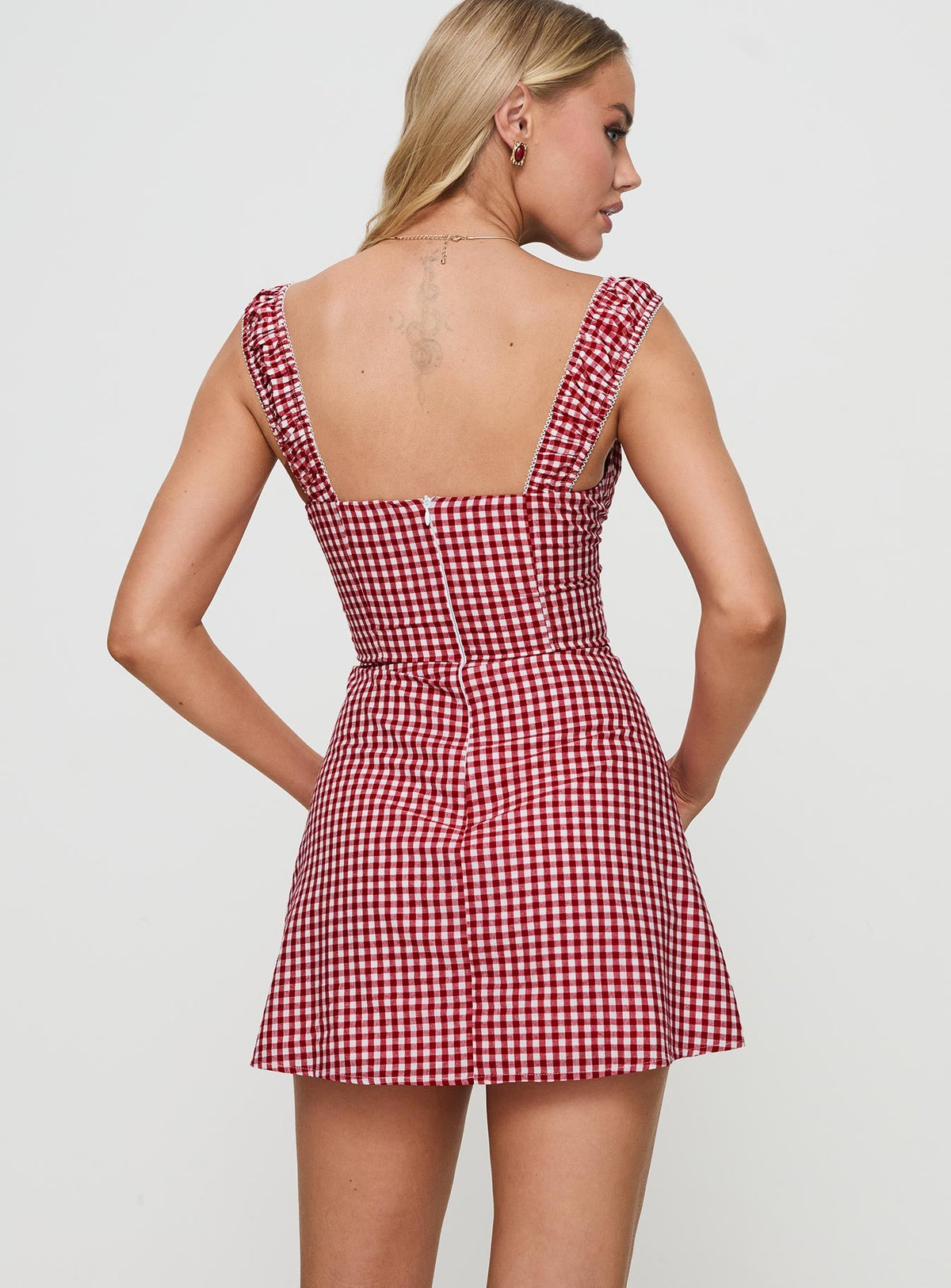 Faubert Mini Dress Red Gingham Petite