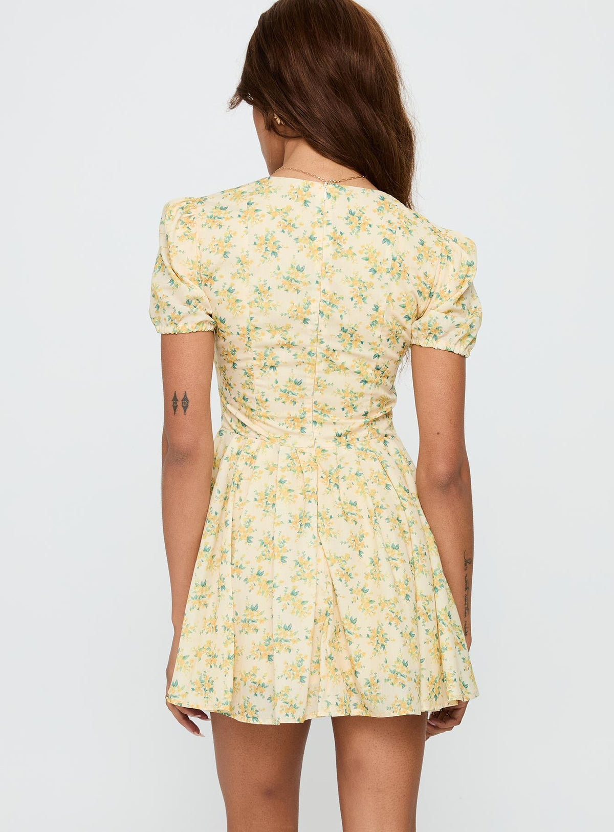 Ethelyn Mini Dress Yellow Floral