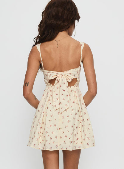 Xanthus Mini Dress Yellow Floral