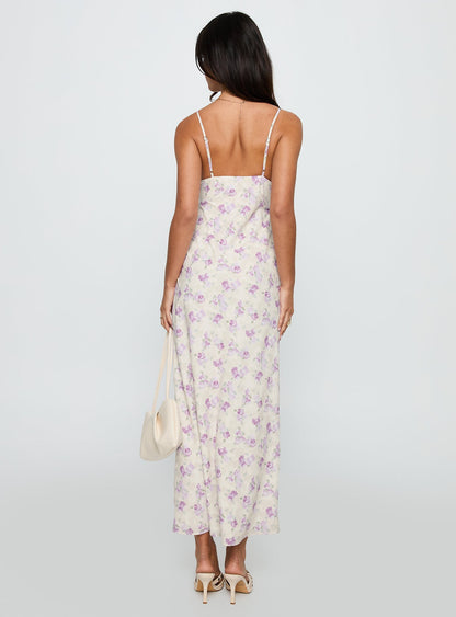 Jessamine Frill Maxi Dress White / Lilac