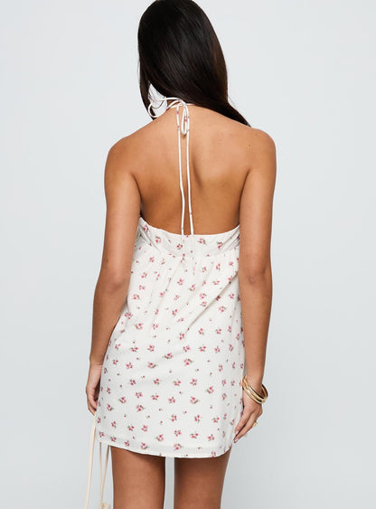 Moonlit Mini Dress White Floral