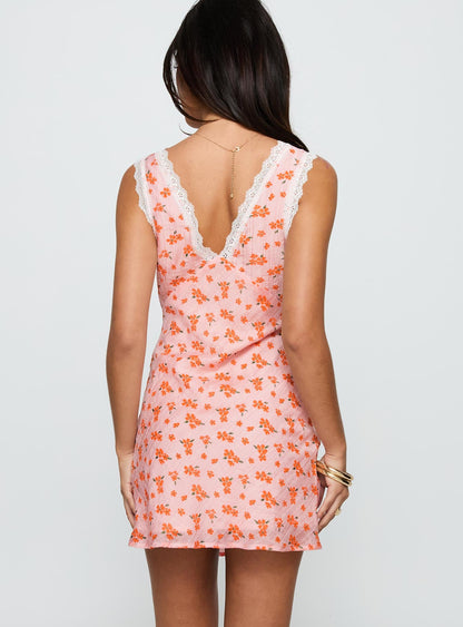 Happier Than Ever Lace Mini Dress Pink / Floral