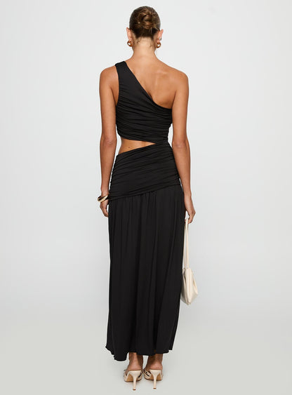 Magnetize Ruched Maxi Dress Black