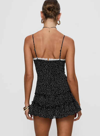Yves Mini Dress Onyx Polka