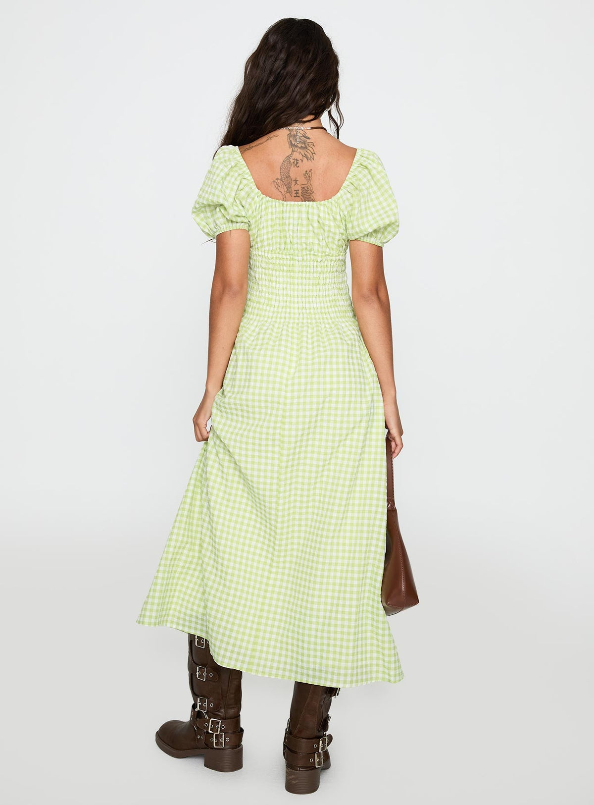 More Than Butterflies Maxi Dress Green Check