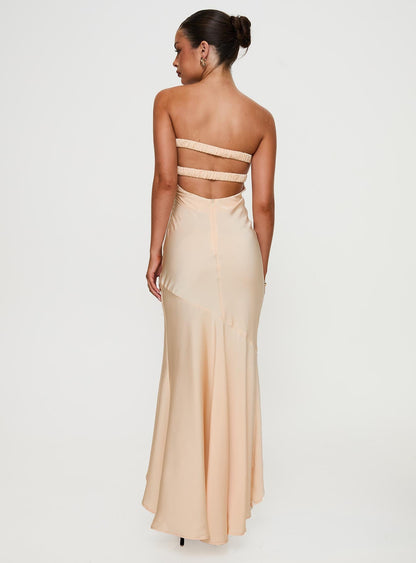 Stand A Chance Twist Detail Maxi Dress Champagne
