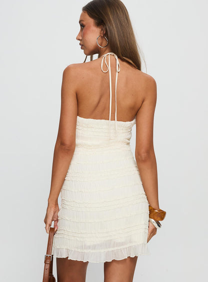 Mianna Halter Mini Dress Cream