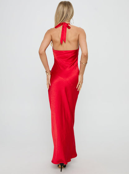 Big Deal Halter Maxi Dress Red