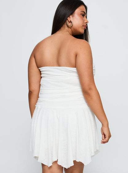 Minxie Strapless Playsuit White Curve