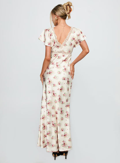 Miraselle Maxi Dress Cream Floral