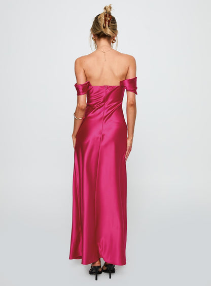 Live For You Off The Shoulder Maxi Dress Hot Pink