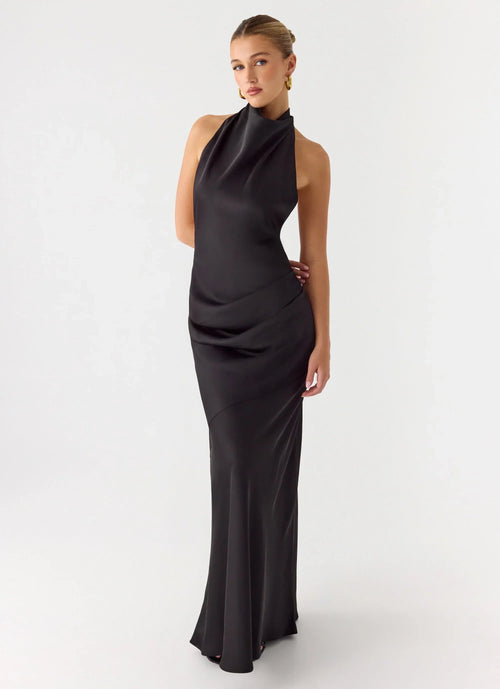 Back To Life Halter Maxi Dress - Black
