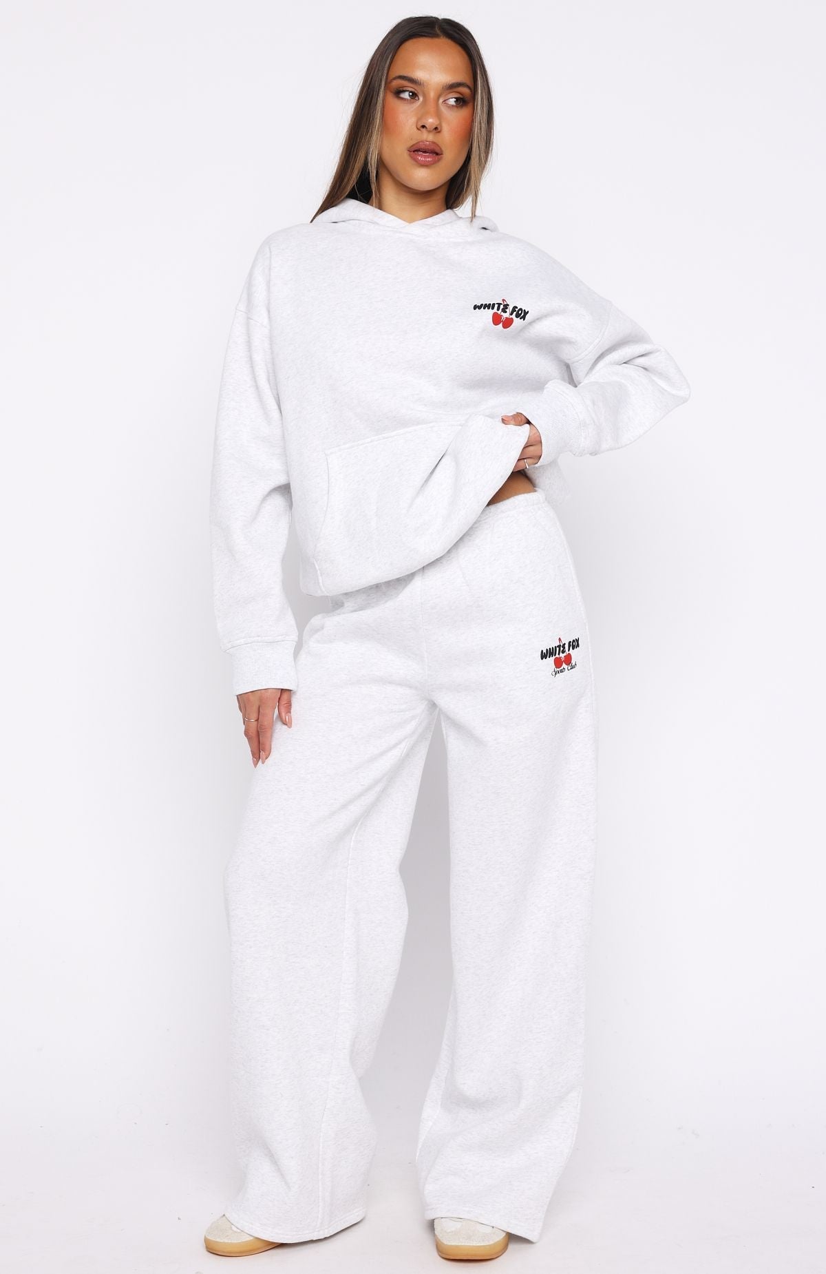 Club 14 Cassie Wide Leg Sweatpants Grey Marle