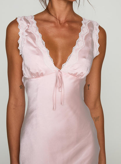 Liliya Lace Maxi Dress Pink