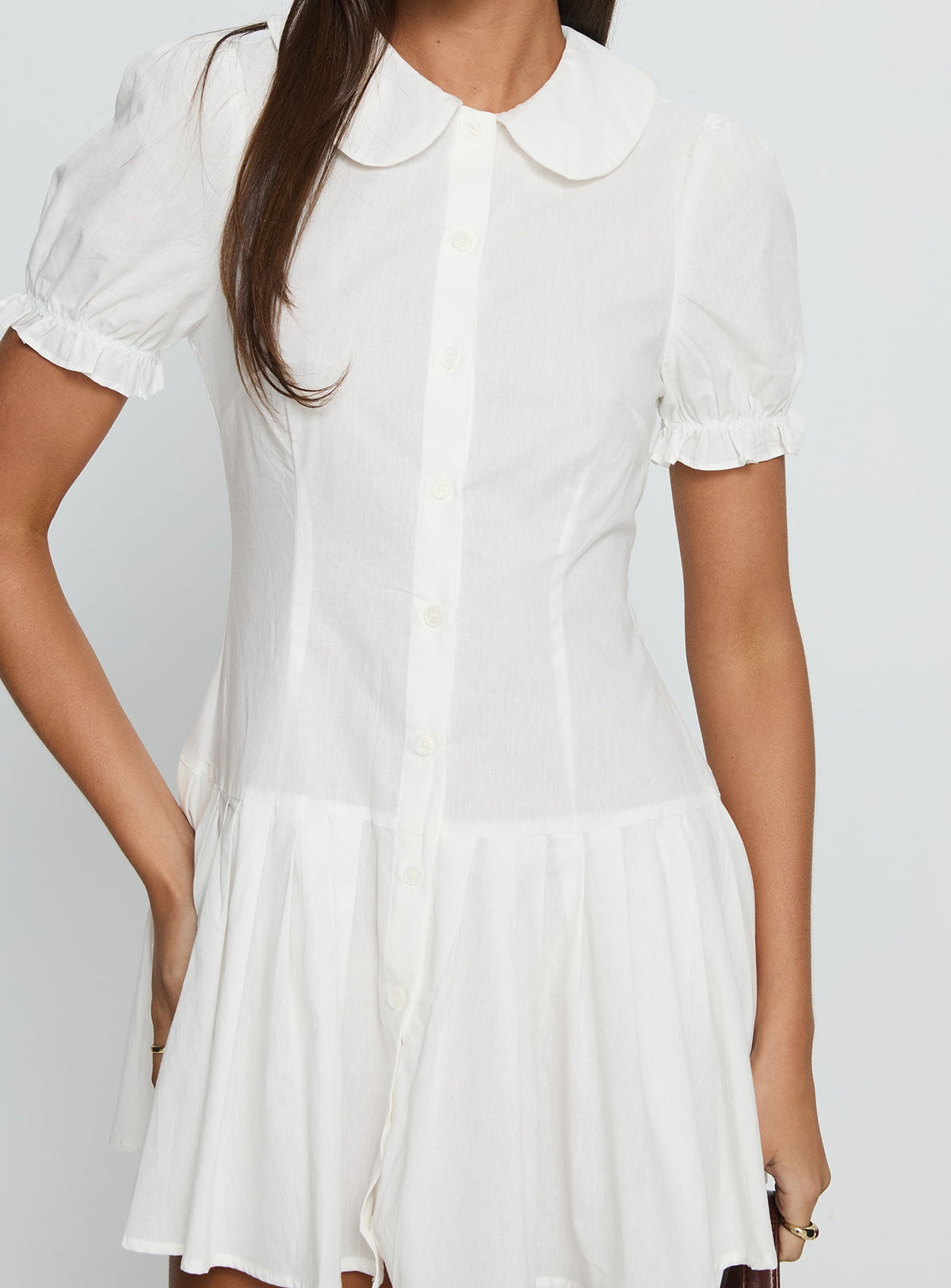Lisette Pleat Mini Dress White