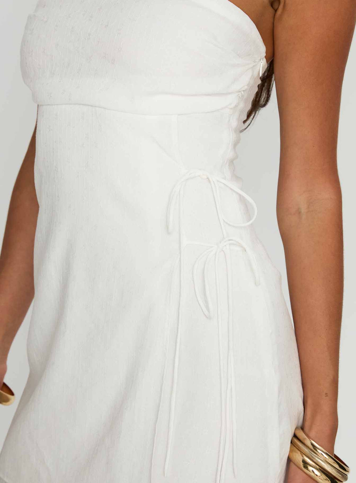 New Beginnings Strapless Mini Dress White