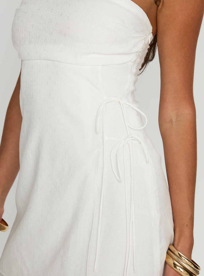 New Beginnings Strapless Mini Dress White