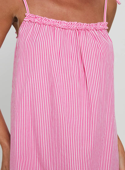 Little Wonders Frill Smock Mini Dress Pink Stripe