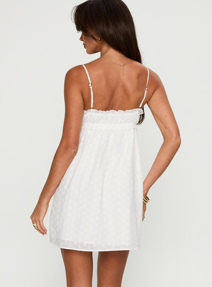 Marliene Broiderie Mini Dress White