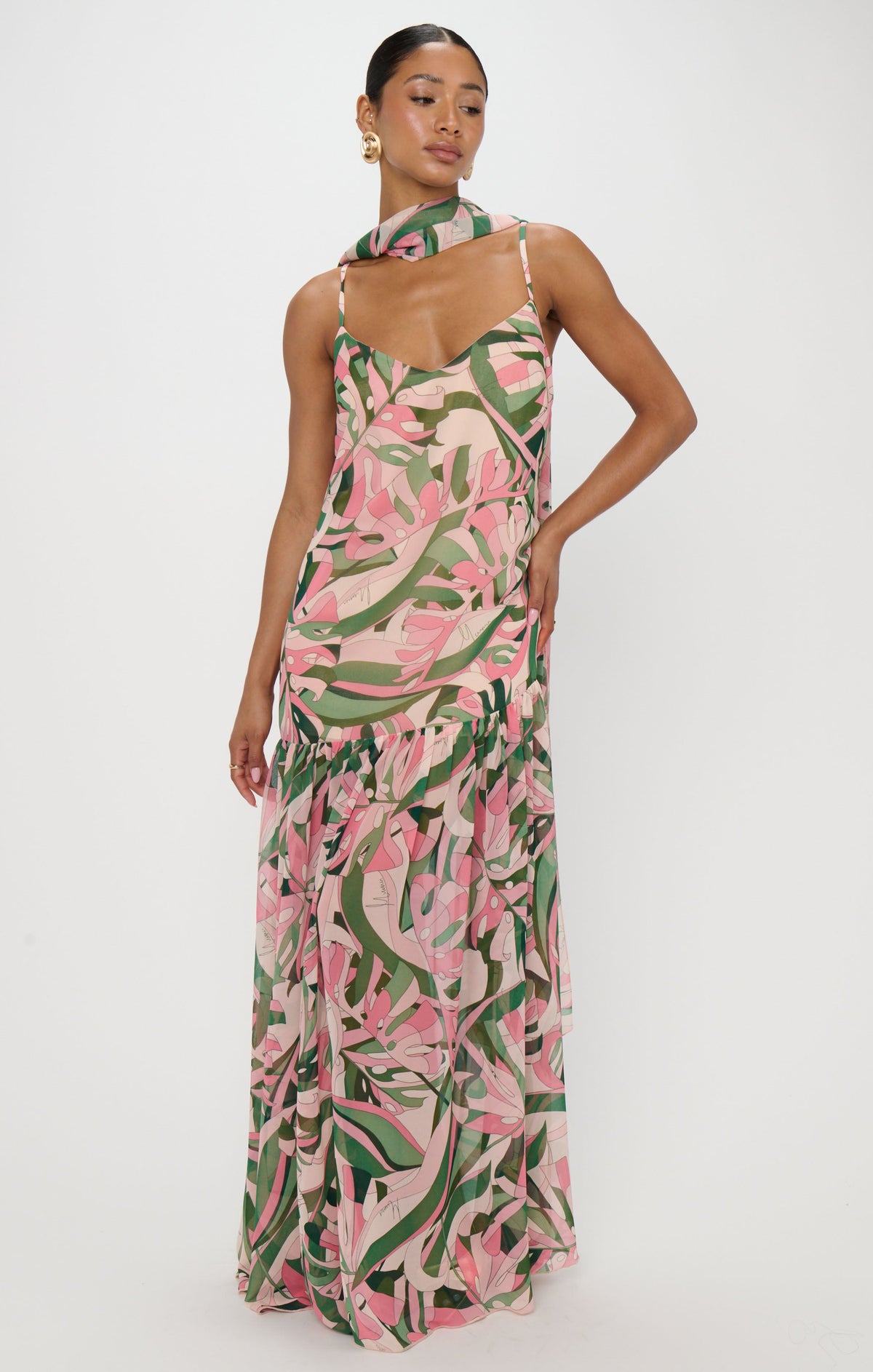 Dalia Maxi Dress ~ Flamingo Palms