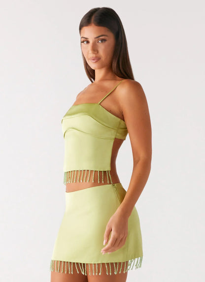 Bora Bora Beaded Top - Lime