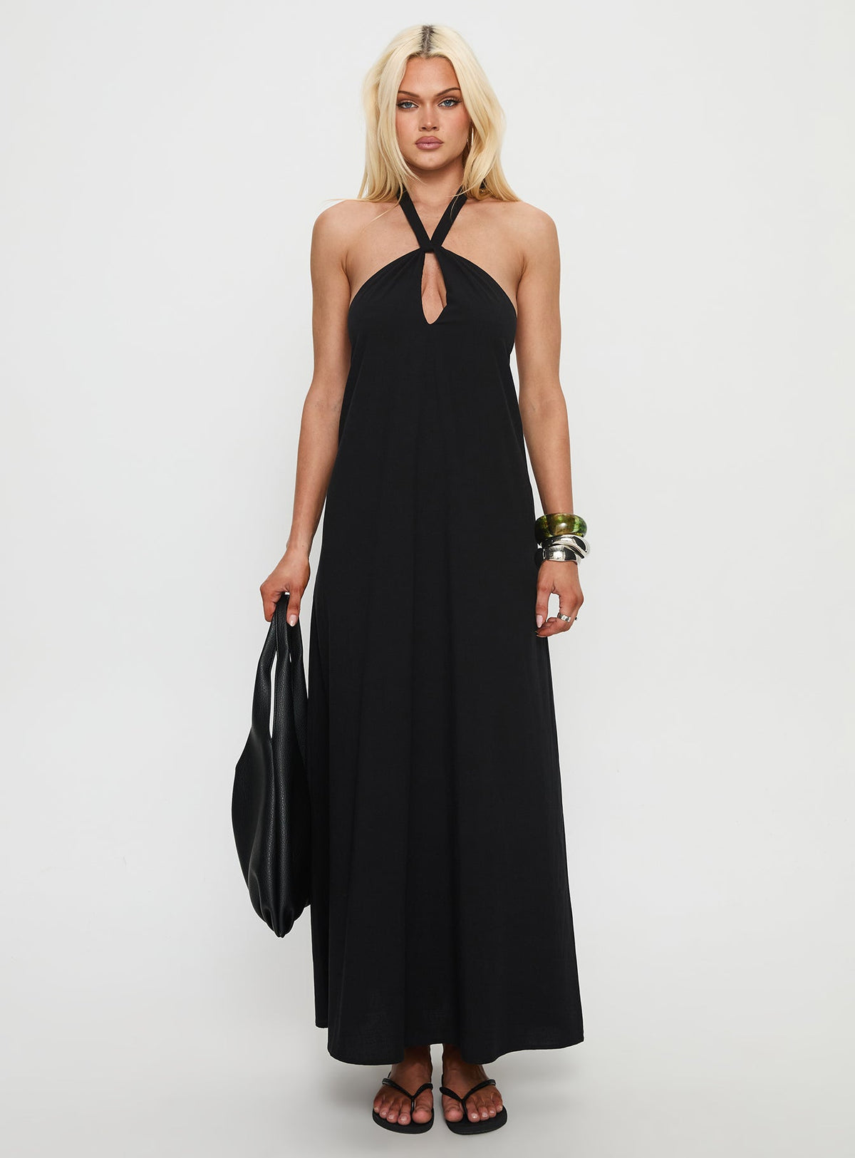 Kaiana Keyhole Halter Maxi Dress Black