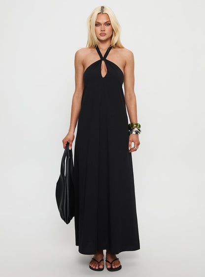 Kaiana Keyhole Halter Maxi Dress Black