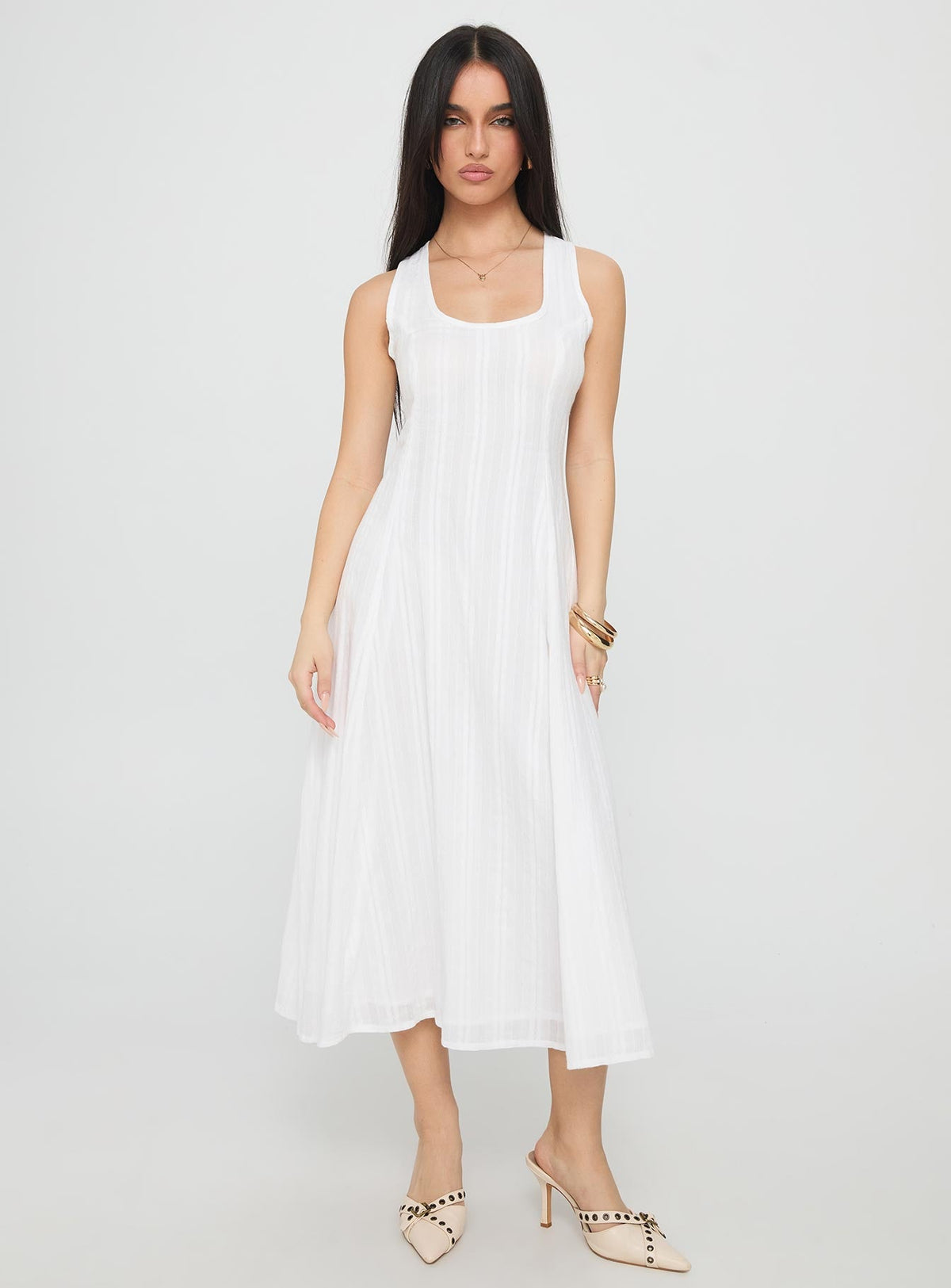 Forever Loved Panelled Midi Dress White