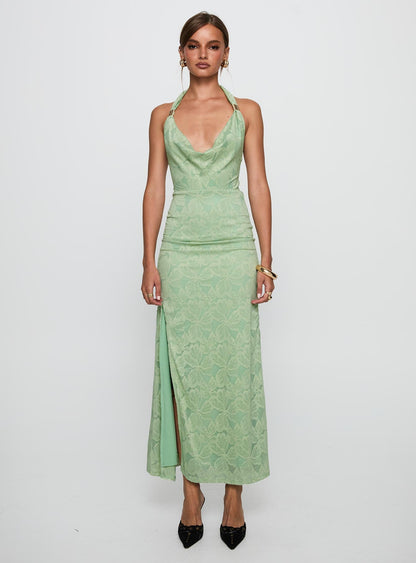 Starfall Halter Maxi Dress Sage