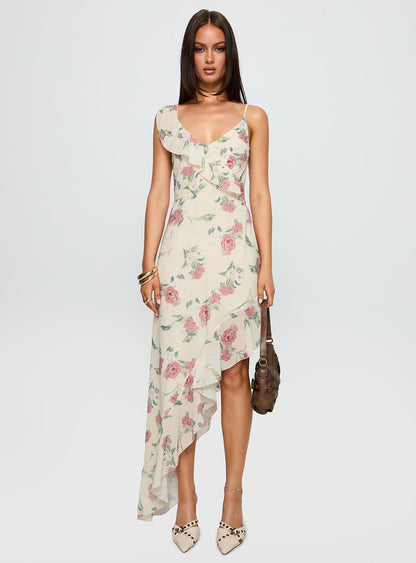 Chrysalis Asymmetrical Midi Dress Multi Floral