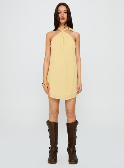Kaiko Halter Mini Dress Yellow
