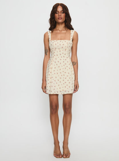 Xanthus Mini Dress Yellow Floral