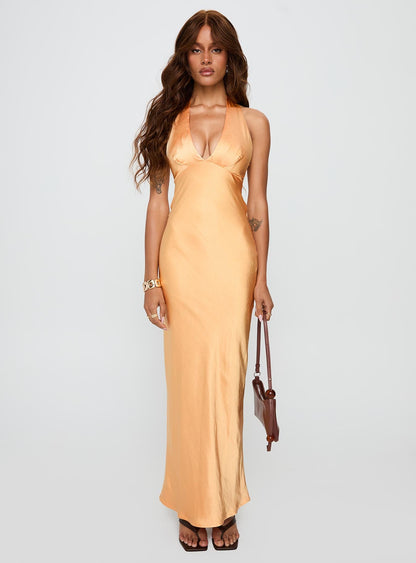 Good For You Halter Maxi Dress Orange