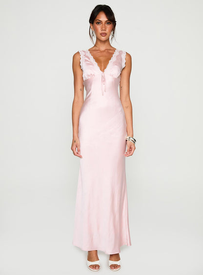 Liliya Lace Maxi Dress Pink