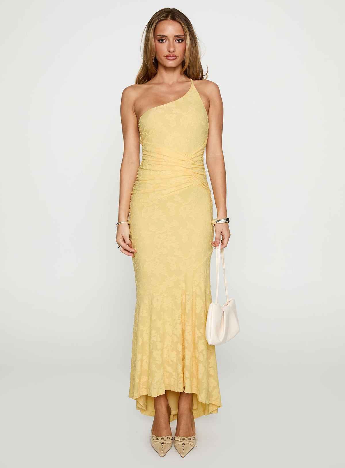 Starlights One Shoulder Maxi Dress Lemon