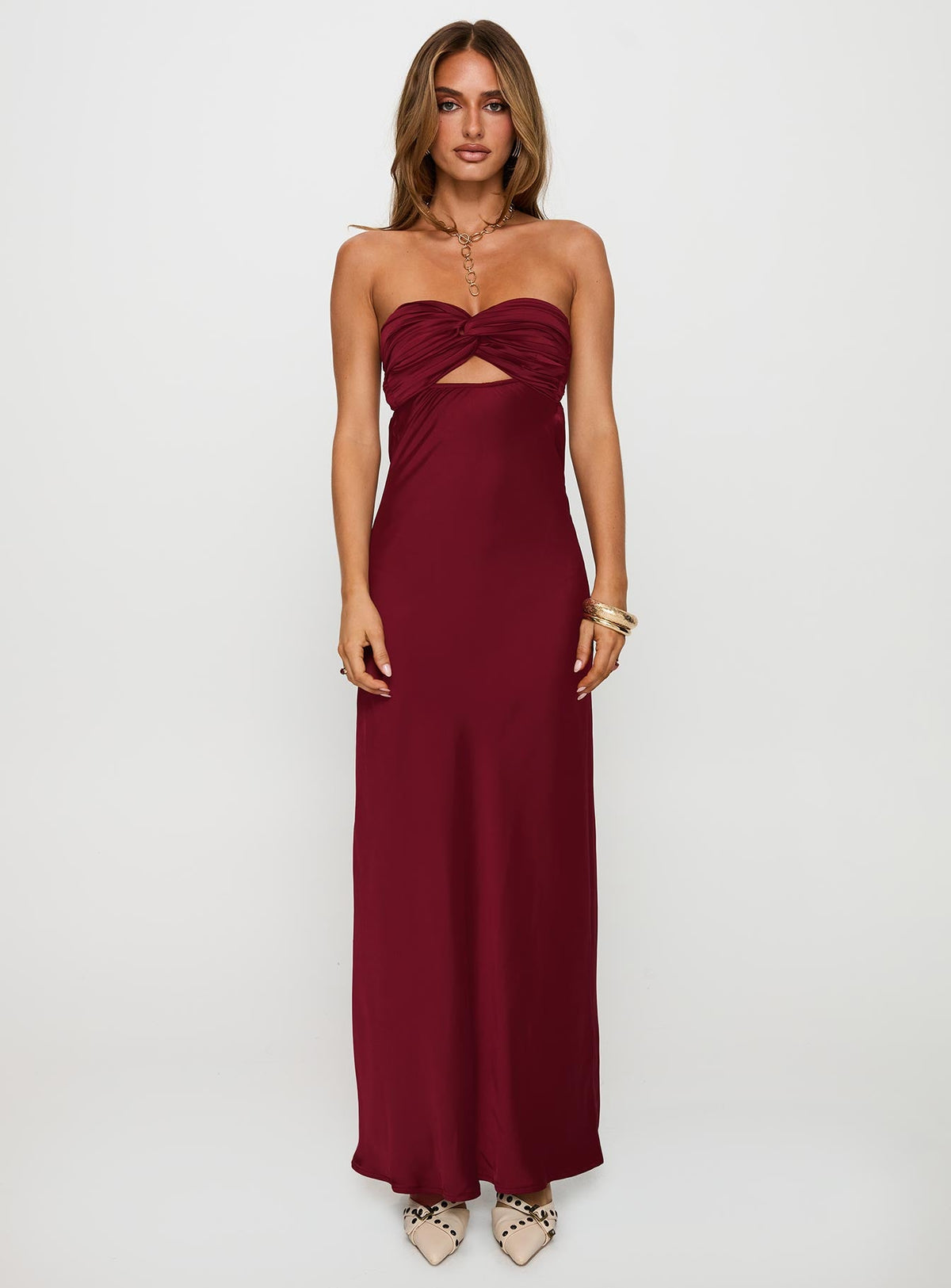 Faviola Strapless Maxi Dress Burgundy