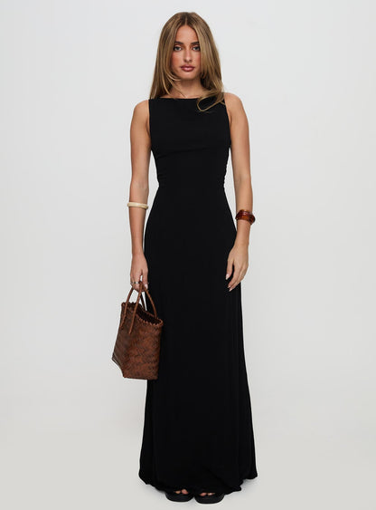 Ace Of Hearts Backless Maxi Dress Black Petite