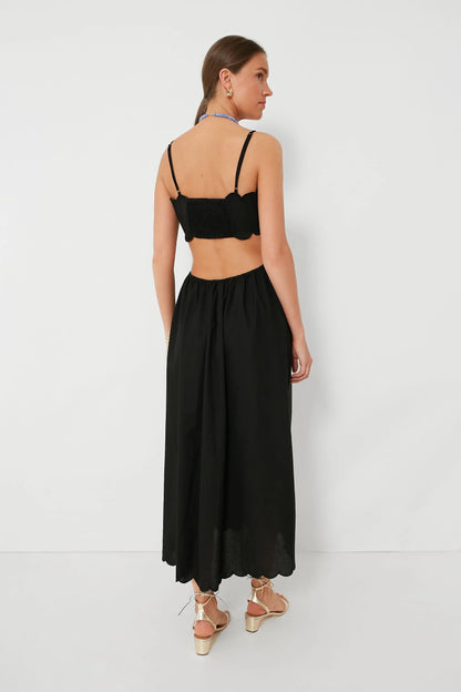 Black Scallop Hem Dress