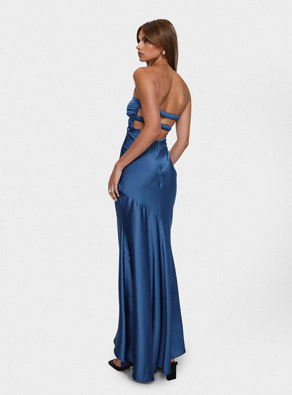 Stand A Chance Twist Detail Maxi Dress Navy