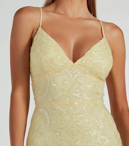 Bethanie Formal Sequin V-Neck Mermaid Dress