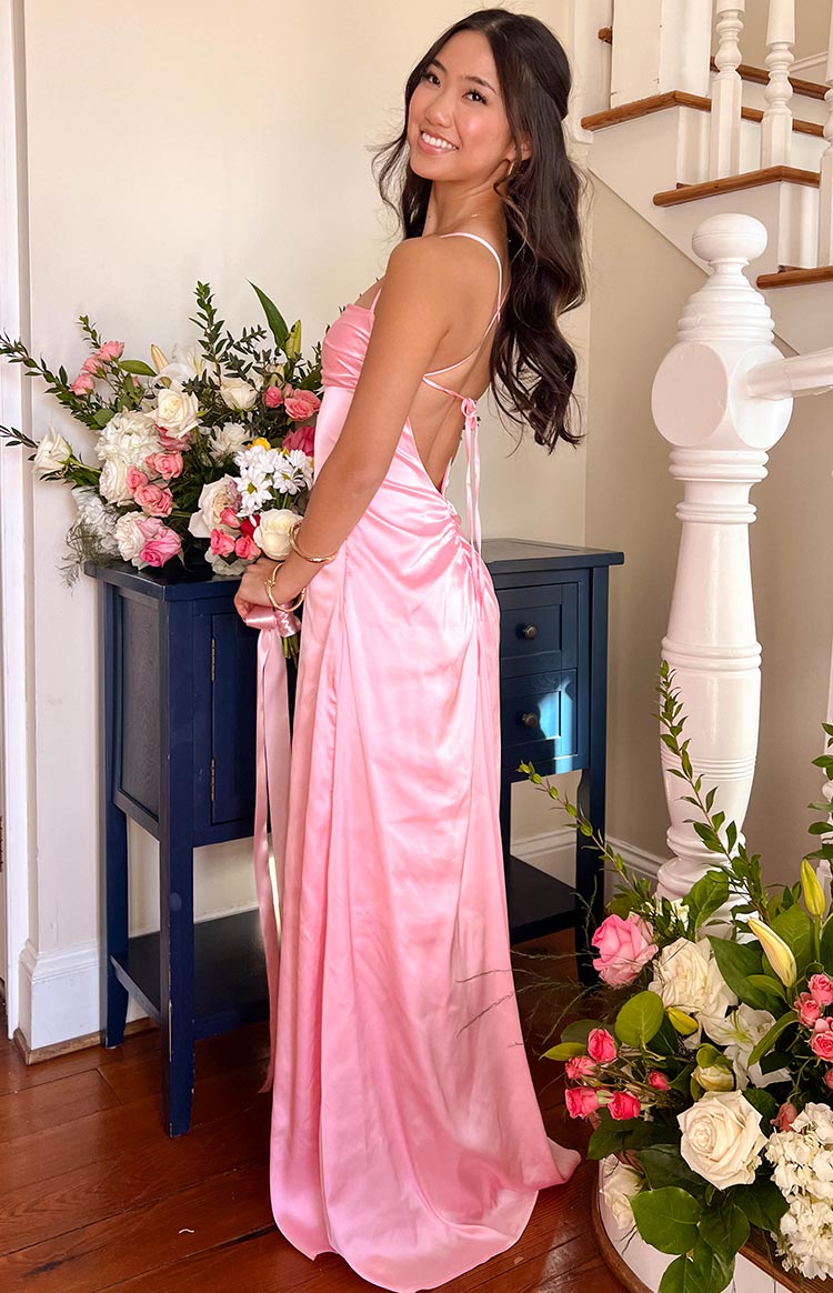 Blaise Pink Satin Maxi Dress