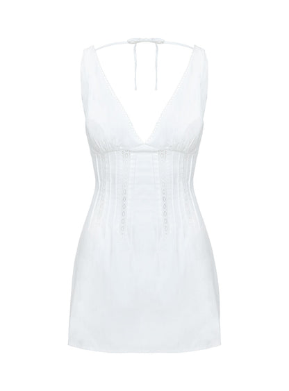 Austria Drop Waist Mini Dress White