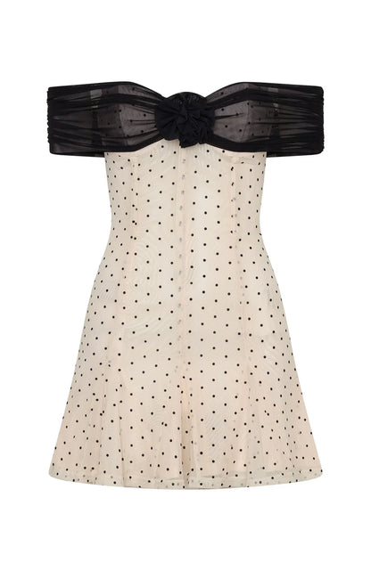 Bliss Mode Mini Dress Cream/Black Polka Dot